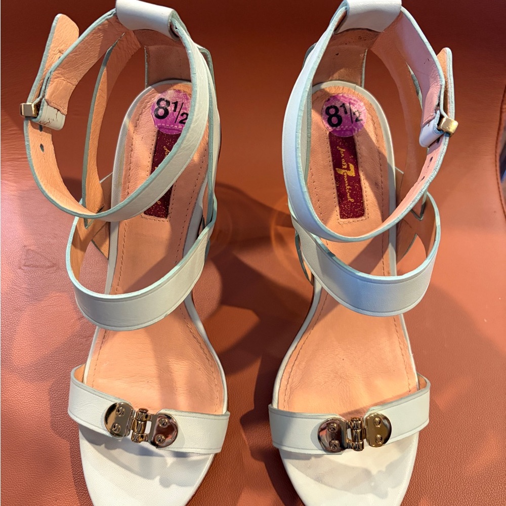 7 For All Mankind White Strappy Sandals